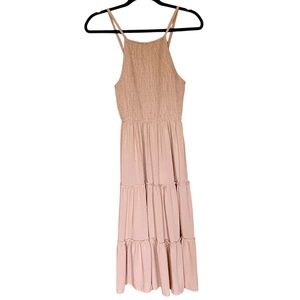 Sim & Sam Tiered Midi Sundress Terra Cotta Blush Summer Vacation Tropical Sm